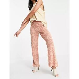 Y.A.S Knit Wide Leg Pants Pink Zebra Print Sz Medium